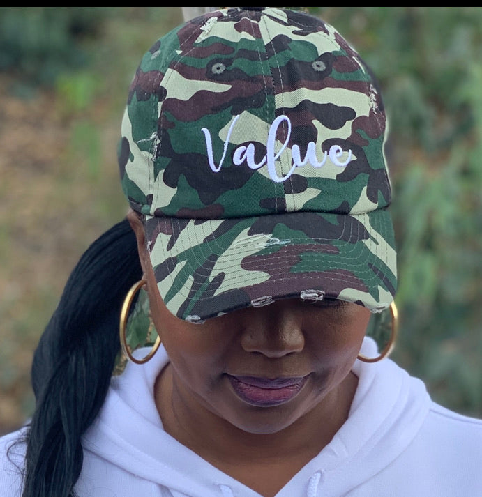 My Value is Non-Negotiable Camo Vintage Dad Hats – Lady J My Value is Non-Negotiable Camo Vintage Dad Hats – Lady J